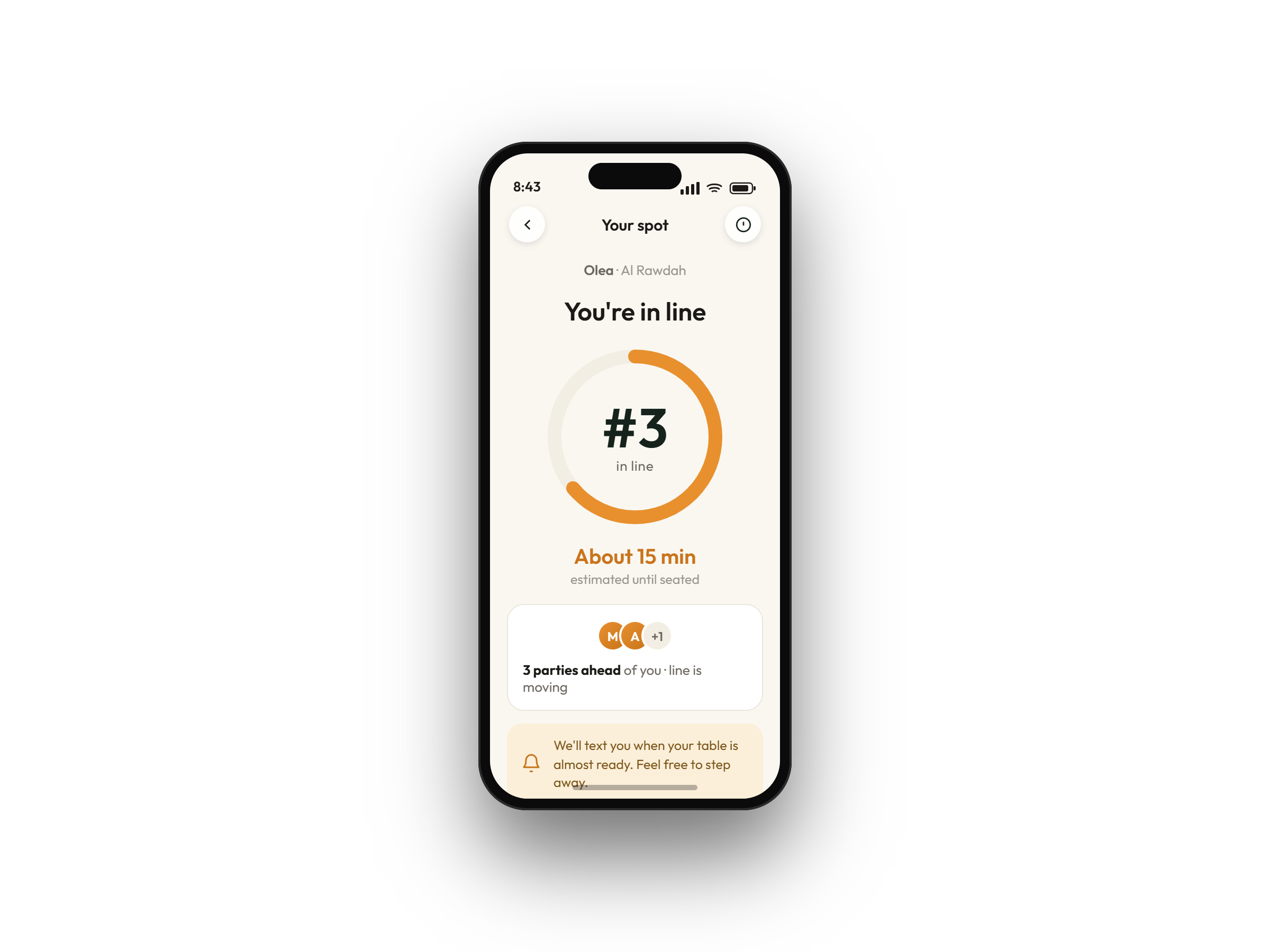 Daur app real-time table availability screen