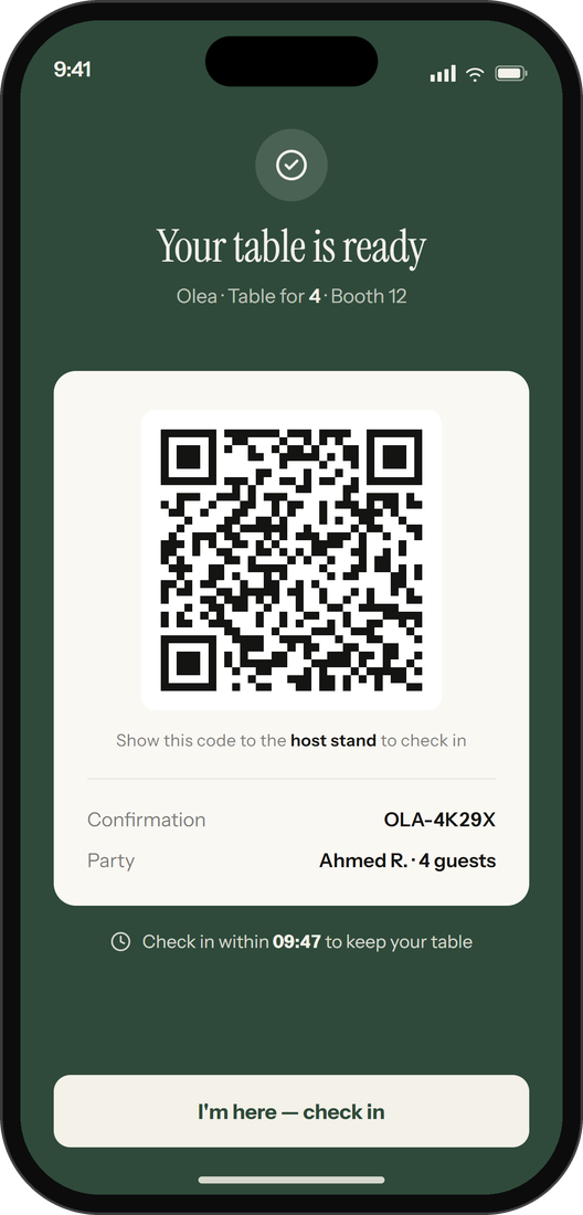 Daur app QR-code booking and check-in screen
